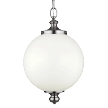 Loftowa LAMPA wisząca FE-PARKMAN-PL-PN Elstead FEISS industrialna OPRAWA szklany ZWIS kula na łańcuchu biała brązowa