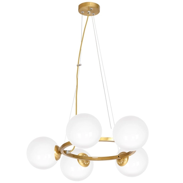 Loftowa LAMPA wisząca VIENNA MLP5577 Milagro metalowa OPRAWA modernistyczna pierścień ZWIS szklana kula mosiądz białe