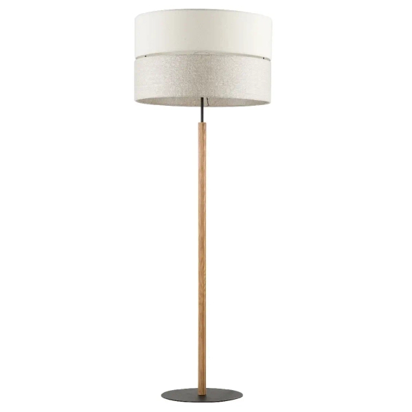 Podłogowa lniana lampa Eco 5597 tuba sosna biały beżowy