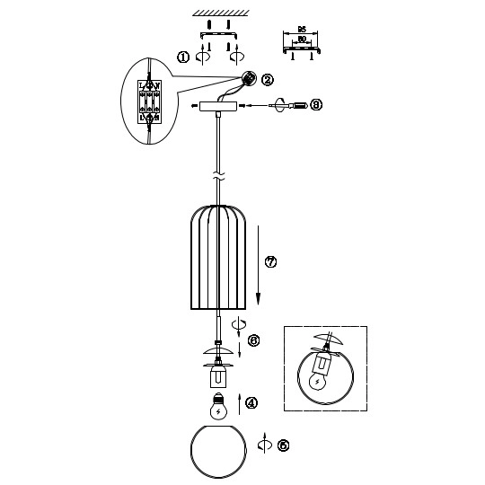 Druciana LAMPA wisząca TELFORD P362PL-01G Maytoni modernistyczna OPRAWA szklana kula zwis złoty biały