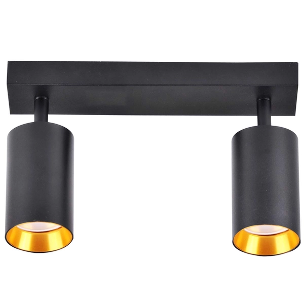 Sufitowa lampa kierunkowa Maribel tuby do garderoby czarna złota
