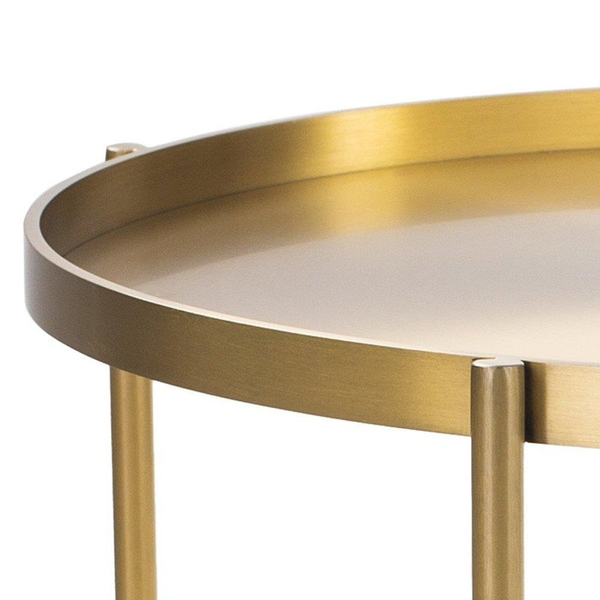 Metalowy stolik Moon DP-F80 brass Moos Home do salonu okrągły mosiądz