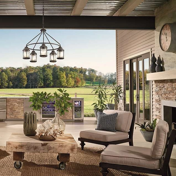 Żyrandol LAMPA zewnętrzna Ashland KL-ASHLANDBAY-5P Elstead KICHLER ogrodowa OPRAWA metalowy ZWIS outdoor IP44 cynk przezroczysty