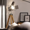 Stojąca lampa Retro ABR-RRV-S-E27 Abruzzo drewniany reflektor srebrny
