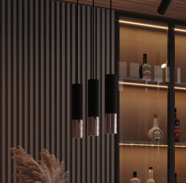 Loftowa LAMPA wisząca SL.0949 modernistyczna OPRAWA metalowy ZWIS kaskada czarna miedź