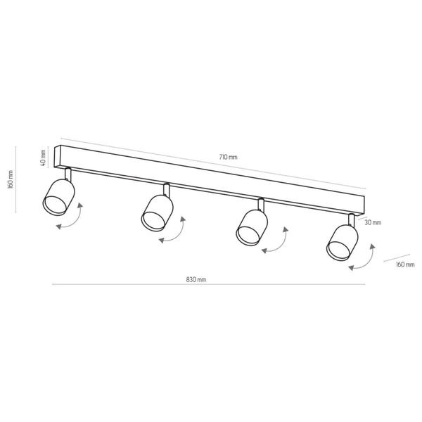 Lampa sufitowa reflektorowa Top 1009 TK Lighting metalowa czarna