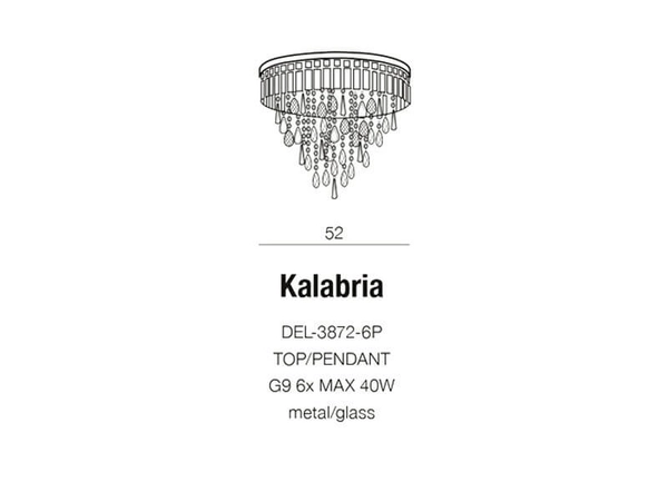 Sufitowa lampa glamour Kalabria z kryształami chrom crystal