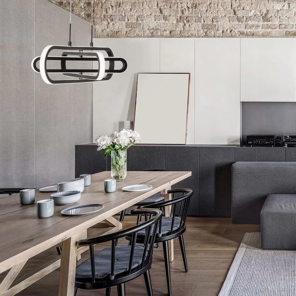 LAMPA wisząca HOYO LE41403 Luces Exclusivas modernistyczna OPRAWA metalowy ZWIS LED 50W 3000K podużny czarny