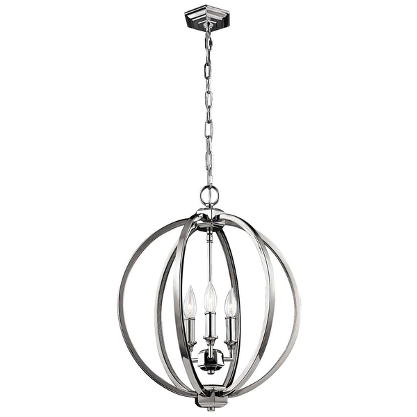 LAMPA wisząca Corinne FE-CORINNE-3P-M Elstead FEISS pałacowa OPRAWA metalowy ZWIS na łańcuchu świecznikowy nikiel