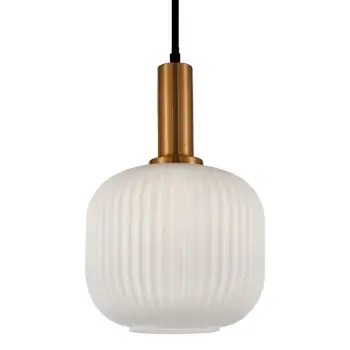 Potrójna wisząca lampa Della PND-31982-3-GD szklana złota biała