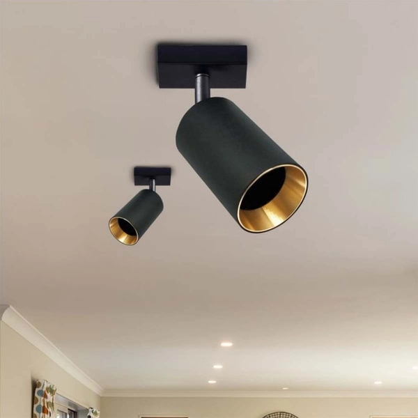 Regulowana lampa ścienna Maribel kinkiet do czytania czarny złoty