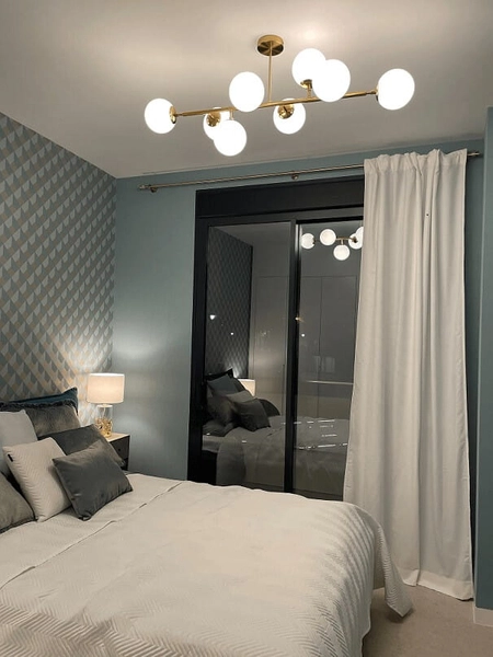 Modernistyczna lampa sufitowa DORADO LP-002/8P Light Prestige loftowa oprawa metalowy plafon molekuły złote białe