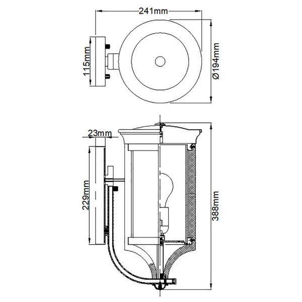 Kinkiet latarnia Merrill FE-MERRILL1-S-BLK Feiss IP44 przezroczysty czarny