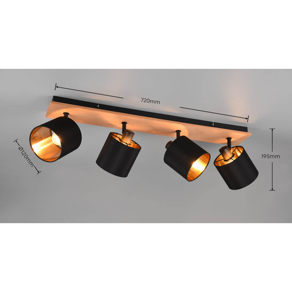 Lampa materiałowa na sufit IKERIS DL030-81334 drewniany czarny złoty