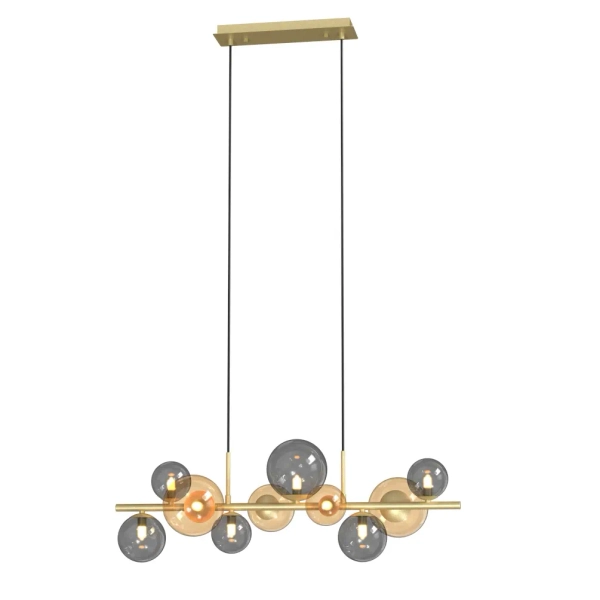 Molekułowa lampa wisząca Villa MD5918-10-EGN szkło złoty bursztynowy szary