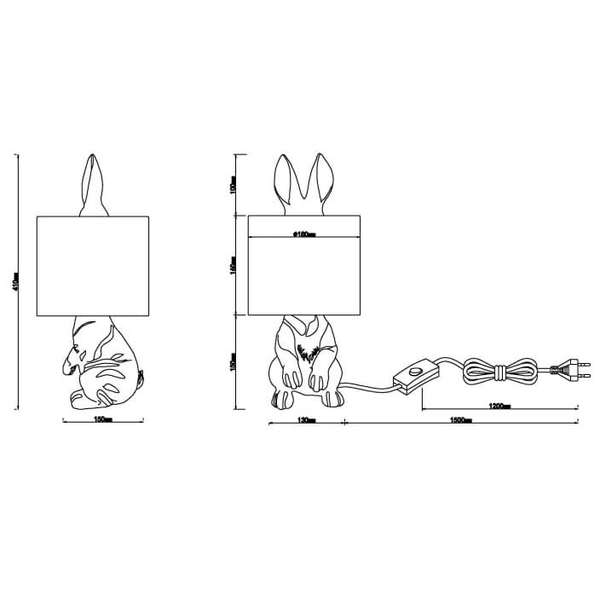 Dziecięca lampka nocna Rabbit 21633G królik z abażurem złoty czarny