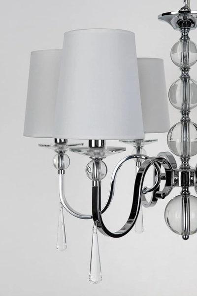 Wisząca lampa glamour do salonu CHARLOTTE P0109 metal tkanina chrom