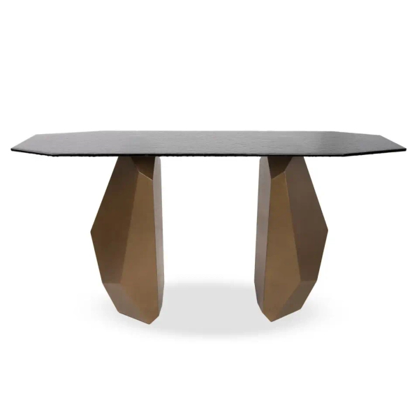 Szafka niska CELESTE MM001501100384 czarna złota metal szklana 150cm
