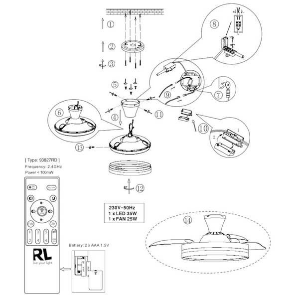 Sufitowa lampa z wentylatorem Lindberg R67382187 LED 40W 2700-6500K srebrna