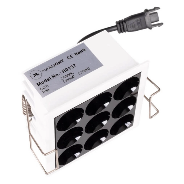Kwadratowa lampa wpuszczana X-LINE H0137 Maxlight LED 10W 3000K biały czarny