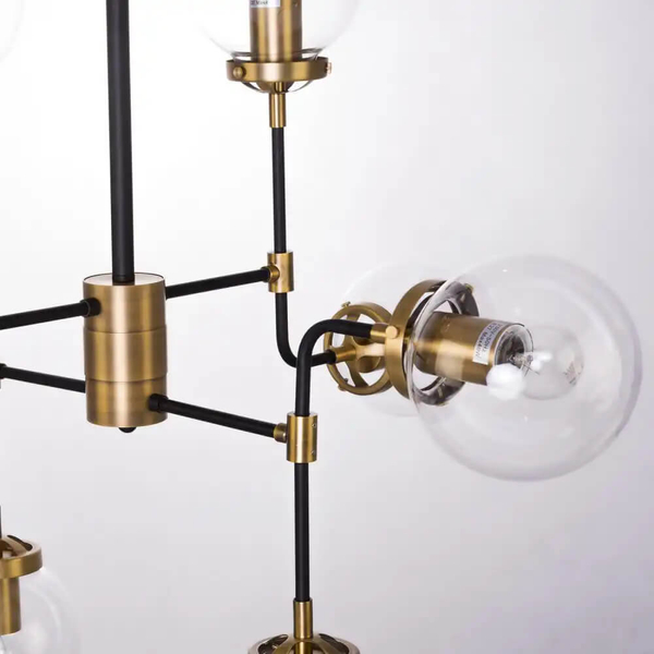 Industrialna lampa sufitowa Boston molekuły czarna mosiądz