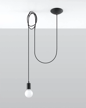 LAMPA wisząca SL.0369 podwieszana OPRAWKA na żarówkę zwis kabel przewód loft czarny