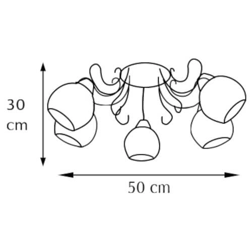 Zdobiona lampa sufitowa 8957/5 8C szklana do salonu chrom