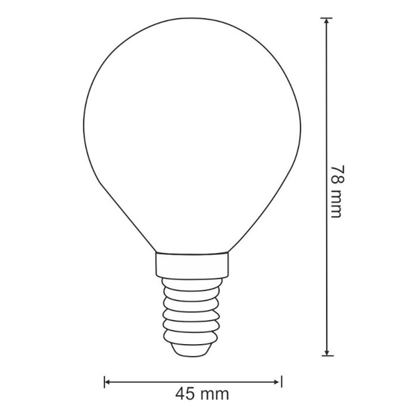Industrialna żarówka ledowa 305077 Polux G45 E14 kulka 4W 400lm 230V biała ciepła