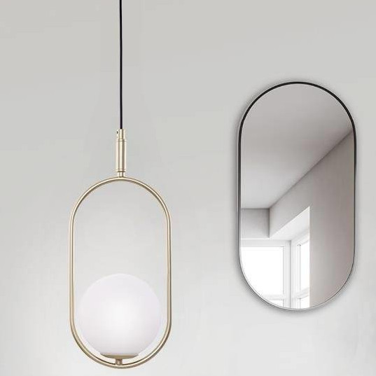 Wisząca lampa modernistyczna CORDEL 31-73457 szklana kula mosiężna biała