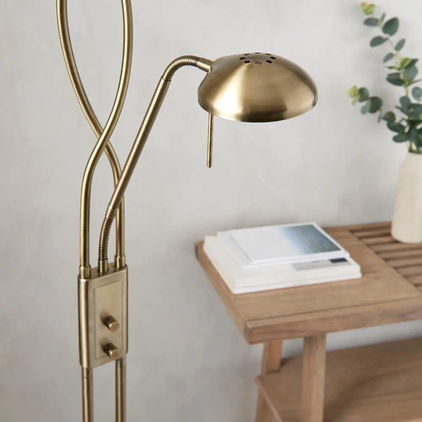 Podłogowa lampa do salonu Monaco MONACO-AN regulowana mosiądz