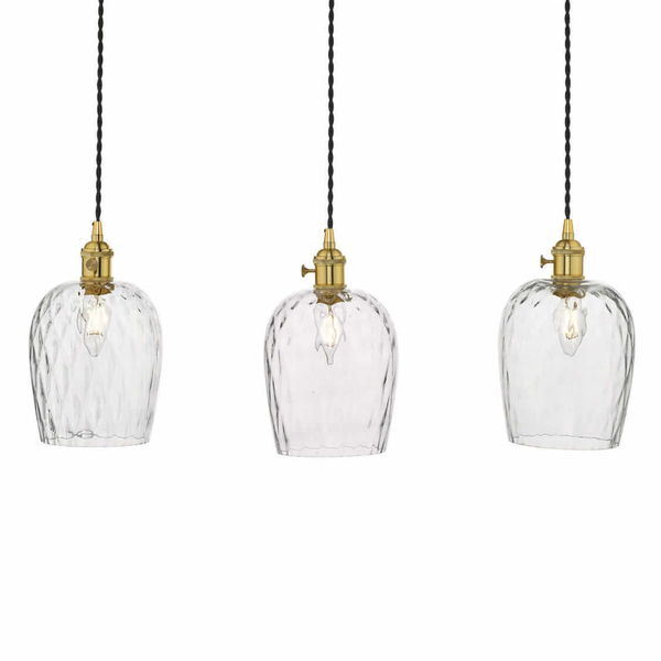 Potrójna lampa wisząca Hadano HAD3640-03 Dar Lighting mosiądz przezroczysta