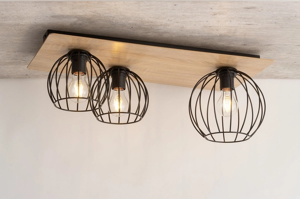 Sypialniany plafon Cyber 32359 natynkowa lampa druciana czarna