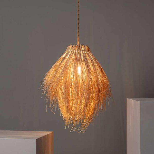 Salonowa lampa wisząca Boho ABR-NLW33-BH-E27 pleciona ratan naturalny