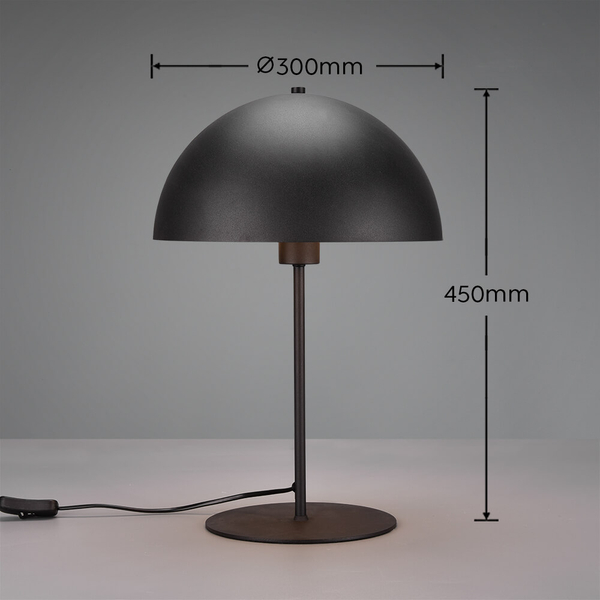 Stołowa lampka grzybek NOLA 506290132 metalowa z wtyczką czarna