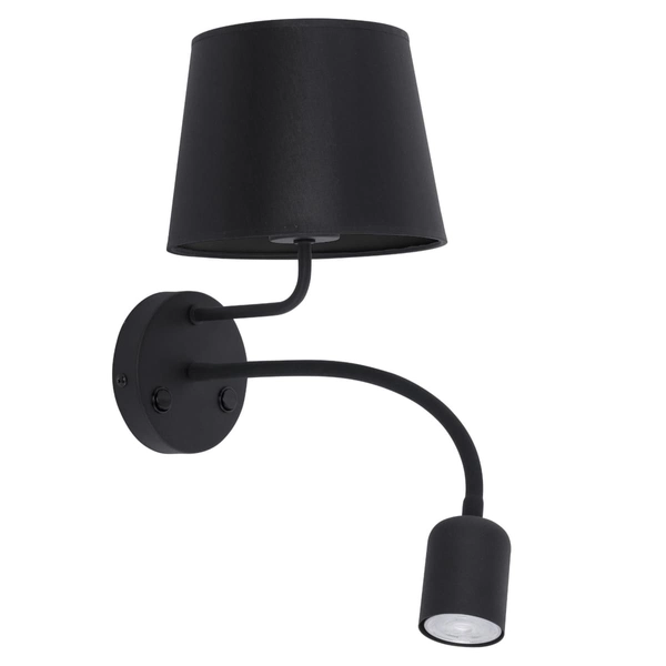 Kinkiet nad łóżko Maja 2537 TK Lighting z abażurem podwójny czarny