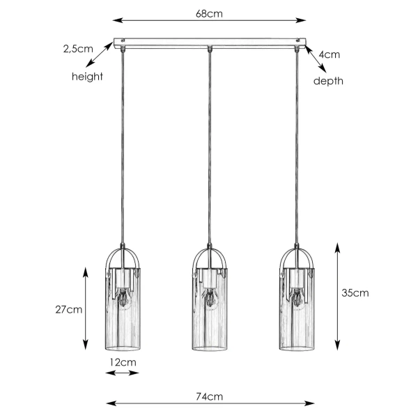 Potrójna lampa wisząca Glory 108219 Markslojd loftowa szklana czarna