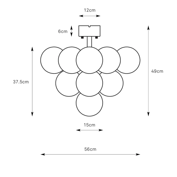 Lampa sufitowa kulista Merlot 108845 molekuły szklane czarne przydymione