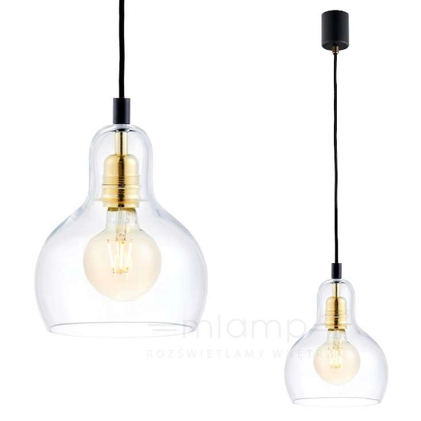 Skandynawska LAMPA wisząca LONGIS 10871105 Kaspa szklana OPRAWA loftowy ZWIS łezka kropla drop złota przezroczysta czarna