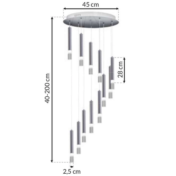 LAMPA wisząca ICE ML6162 Milagro industrialna OPRAWA tuby LED 12W 4000K metalowy ZWIS kaskada chrom