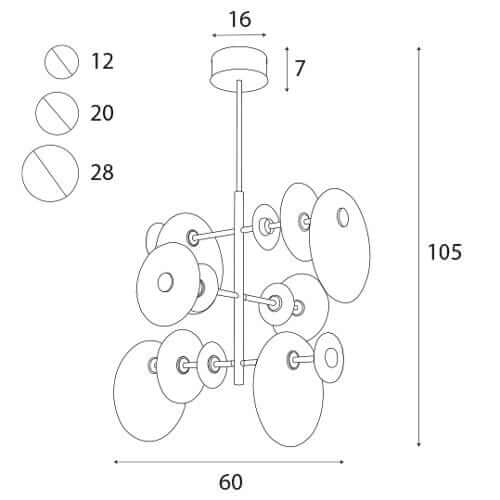 Lampa wisząca nad wyspę Allure P0541 LED 70W 3000K okręgi złota