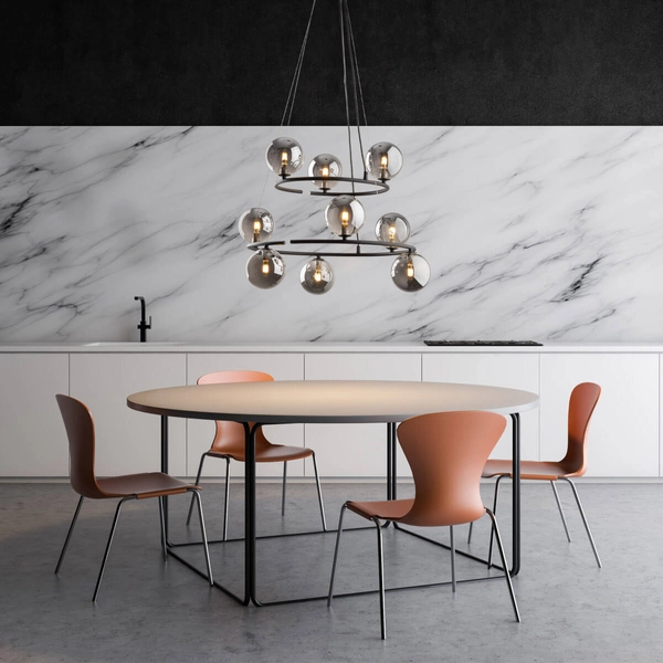 Pierścieniowa lampa wisząca Anabelle 6845 kulki do jadalni grafitowa czarna