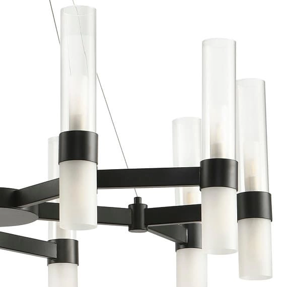 Nowoczesny żyrandol do salonu Candela DN1505-10 black Step szklane czarne