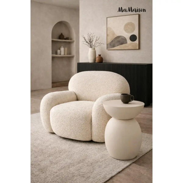 Okrągły stolik kawowy ARENE MM001501100324 beżowy z tworzywa 39cm