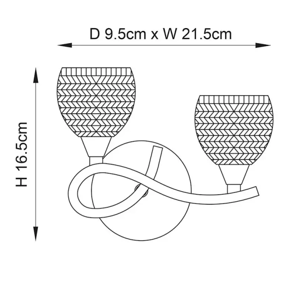 Szklana lampa na ścianę Boyer BOYER-2WBCH-L chrom przezroczysty