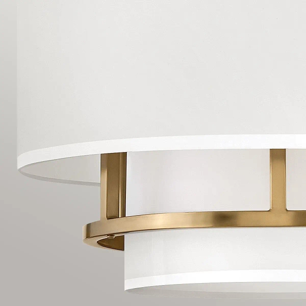 Lampa wisząca/półplafon Graham HK-GRAHAM-M-LCB z abażurem biały mosiądz