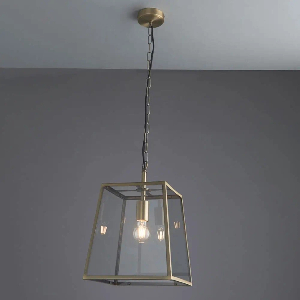 Łańcuchowa lampa wisząca Hurst 95835 szklana mosiądz przezroczysty