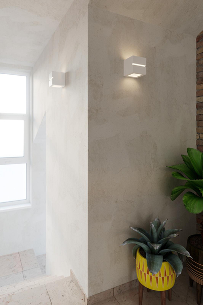 Kinkiet LAMPA ścienna SL.0230 ceramiczna OPRAWA przyścienna kostka cube biała