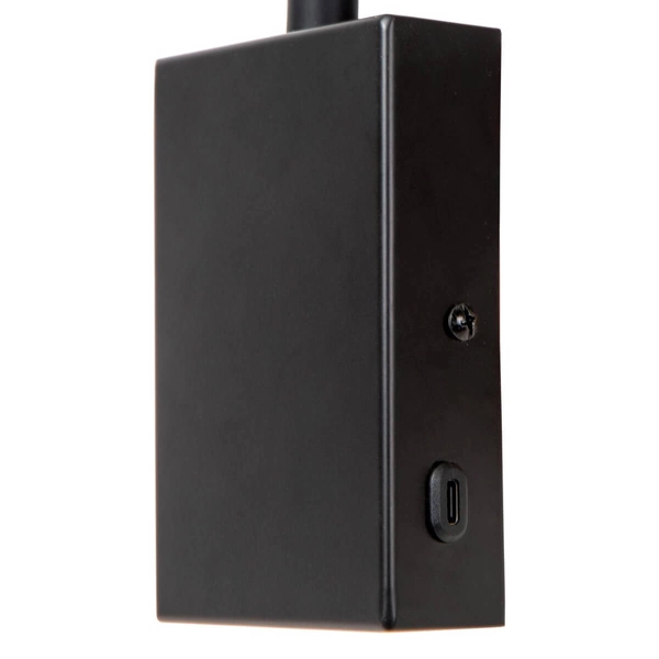 Regulowany kinkiet ścienny Alec 03246/03/30 do sypialni USB czarny