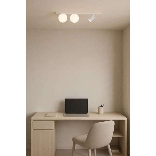 Sufitowa lampa kulista ANDI białe szklane kule reflektorek regulowany tubka K-5495