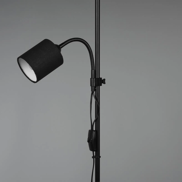 Stojąca lampa abażurowa OWEN R40192002 tkaninowa z wtyczką czarna